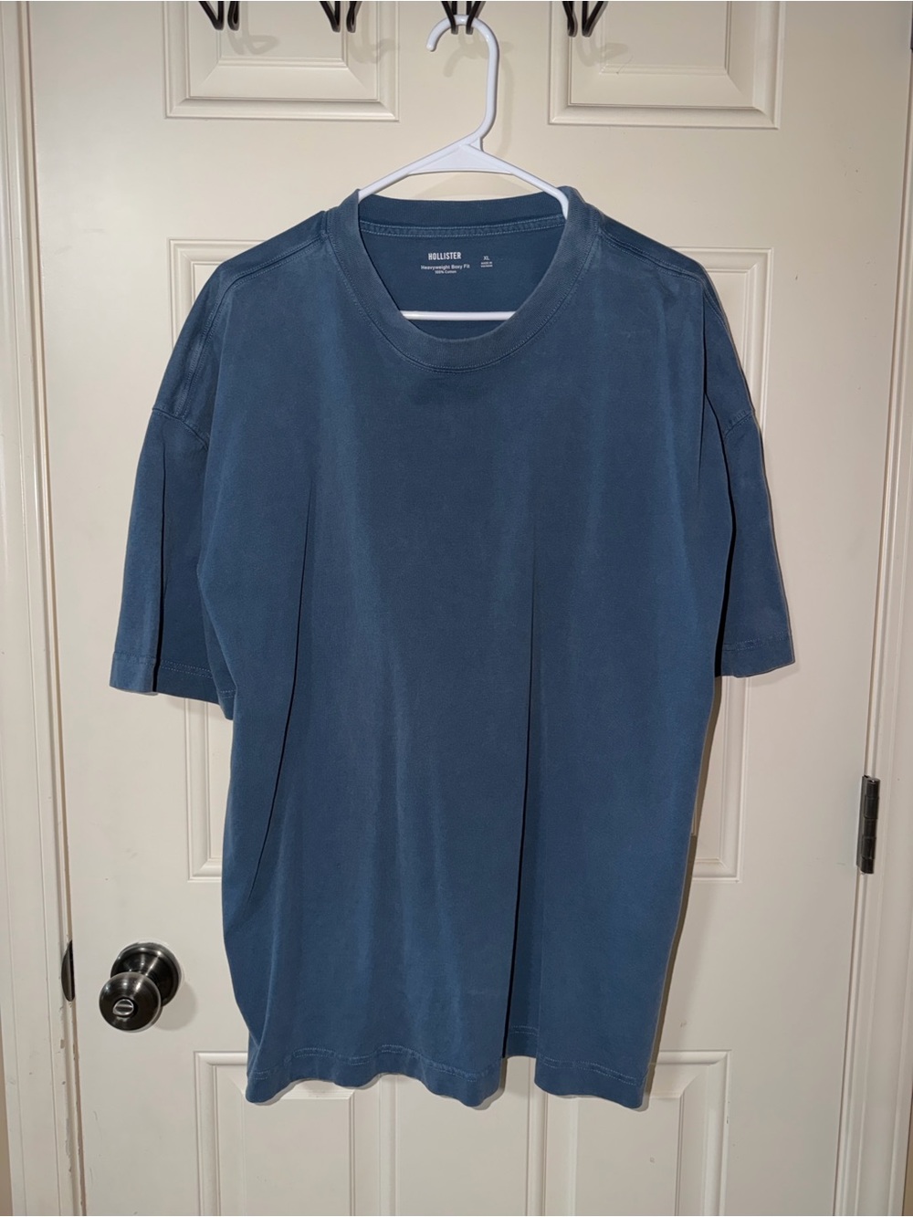 Hollister XL Men's Boxy Heavyweight Washed Crew T-Shirt Blue